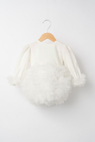 Banamio Luna Fluffy Tulle Tutu Velvet Dress (ecru)