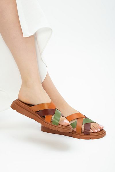 Tamer Tanca Women's Genuine Leather Flat Slippers 878 514 Bn Trlk Y23