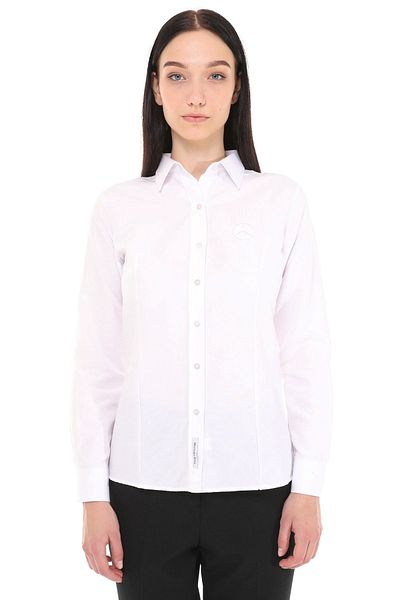 Uniprom Mercedes Logo Long Sleeve Women's Shirt Regular Fit White