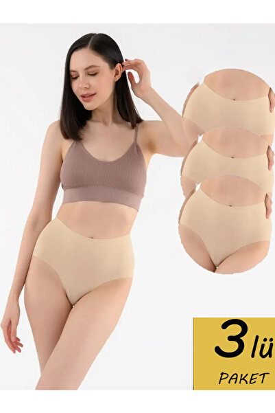 MİSTİRİK Polfa3 Model 3lü Paket Lazer Kesim Iz Yapmaz Görünmez Toparlayıcı Külot Ten Renk
