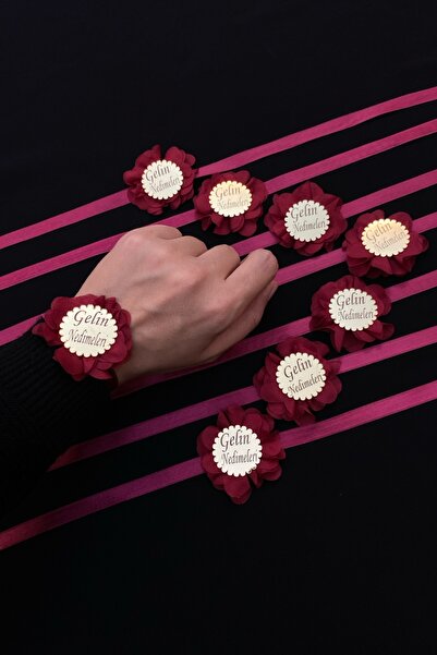 ZEYMERADE Bordo Nedime Bileklik ve Kol Kurdele, Kına Gecesi Bride To Be Bekar...