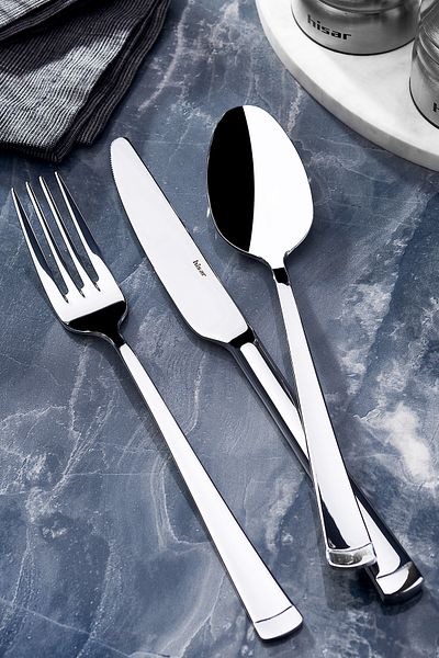Hisar Marmaris 24 Piece Steel Spoon Knife Set - 6 Person Fork