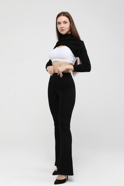 THIFF GYMWEAR Colanți tricotați din oțel, negri, subțiri, de damă