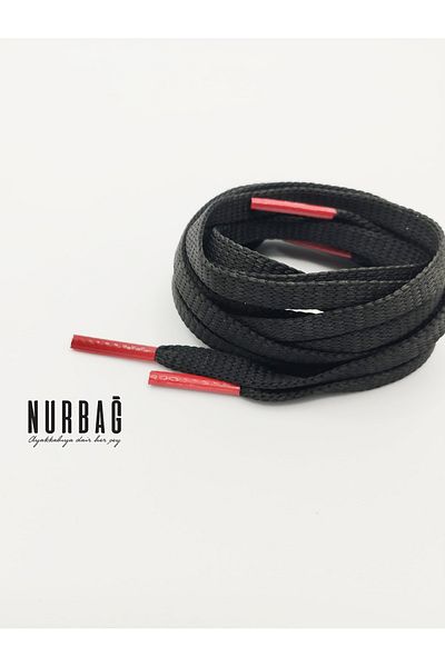 NURBAĞ DOKUMA SPORTS SHOES BLACK FLAT RED TIP LACES 1 PAIR 110 CM QX000069