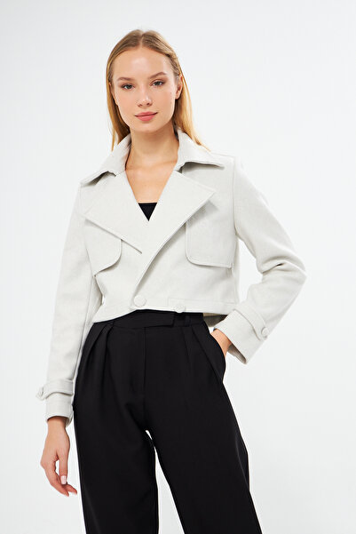 AS Anita Store Stamp Button Detailed Crop Jacket Coat