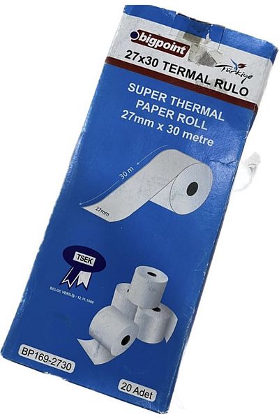 Bigpoint Bp169 Thermal Roll - 27 Mm Diametro with 30 Meter Collar (20 Pieces)