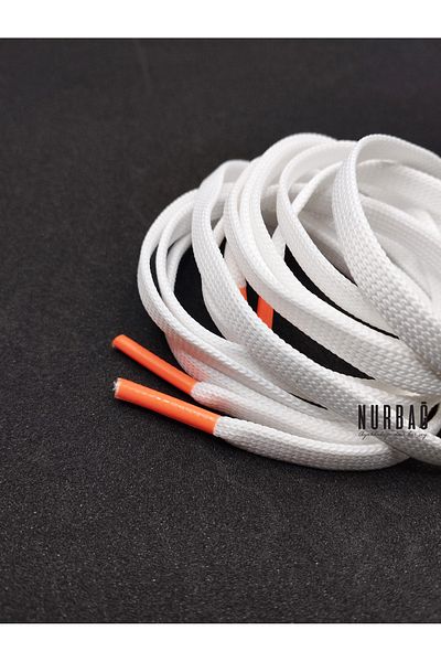 NURBAĞ DOKUMA SPORTS SHOES WHITE YASSI ORANGE TIP LACES 1 PAIR 110 CM QX00087