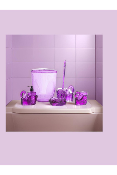 Milat Store Set de baie Swan din acrilic 5 piese Acrilic violet 5 piese