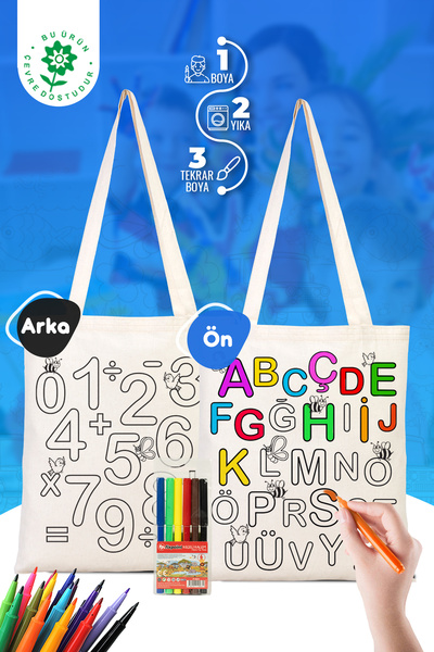 Bammerz Abc Desenli Bez Çanta Boyama - Kalemli