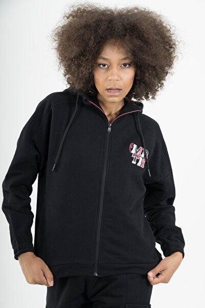 MARATON كومفورت وومن بغطاء رأس بلاك- تراك توب