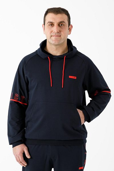 MARATON Plus Size Men's Hooded Long Sleeve Navy Blue Sweatshirt 19615