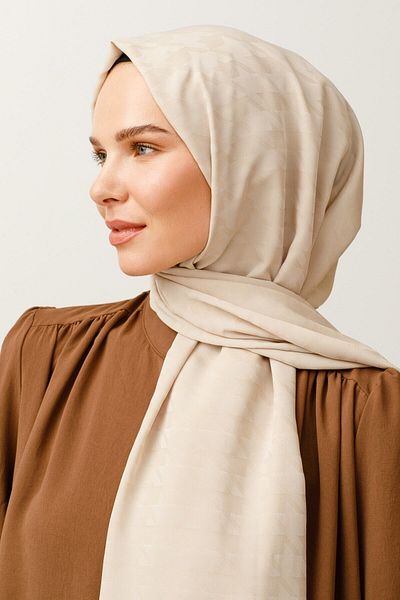 Mooncorn Stone Color Houndstooth Pattern Silky Jacquard Shawl