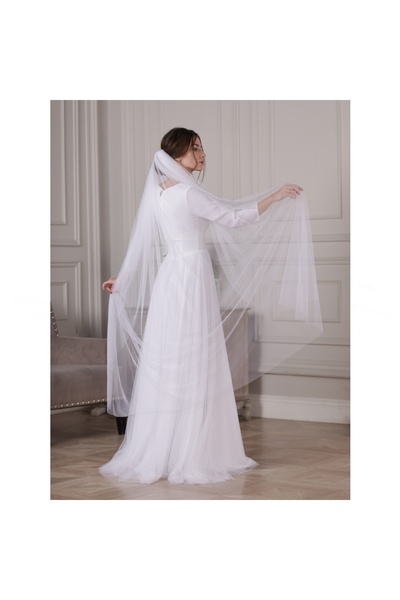 BBA TULLE STORE Voal alb 1,5 m, mireasă, voal, accesoriu pentru rochie de mir...