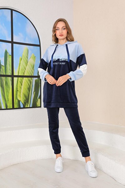 WestBound Γυναικείο Baby Blue Navy Blue Γαλλικό βελούδινο βελούδινο σετ αθλητικών φόρμας