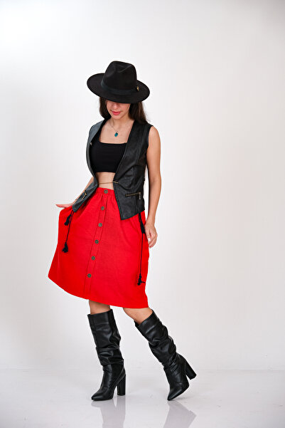 İna Red Winter Skirt Specially Designed from Divitin Flannel