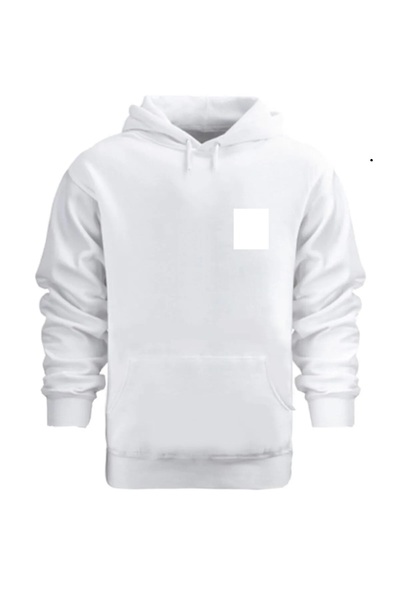 SILATU Απλό λευκό φούτερ με κουκούλα βαμβακερό
