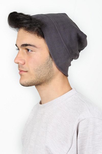toptanhanem Stylish and Warm Gray Fleece Men's Basic Beanie - Complete Your Style in Cold Weather