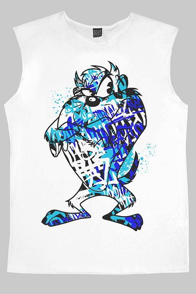 ROCKANDROLL Mânecă decupata Monster White | Tricou fără mâneci pentru băiat | Atlet