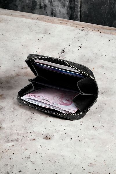 HAMILTON Original Women's Black Wallet with Card Holder and Coin Compartment Zippered Soft Leather Stylish Mini Card Holder