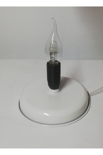 TEKAY AYDINLATMA Beyaz Metal Ayaklı Abajur Kablolu Gece Lambası E 14 Duy