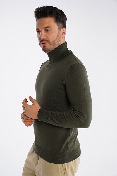 Trist Star Men's Khaki 100% Cotton Turtleneck Knitwear Sweater Trist-1105