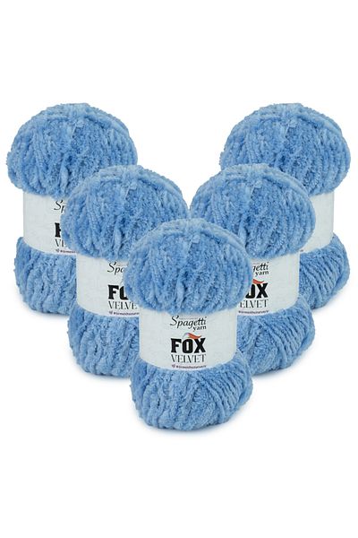 Spagettiyarn Fox Velvet 5 τεμαχίων ανοιχτό μπλε βελούδινο πλεκτό νήμα