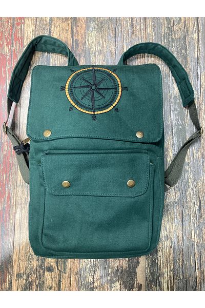 Street Bag Compass Embroidery Backpack Daily Use Travel Camping School Bag
