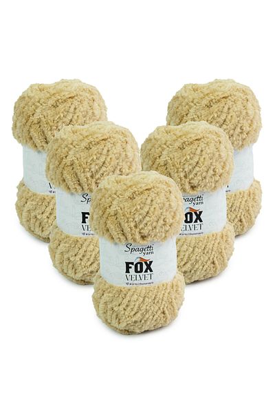 Spagettiyarn Fox Velvet 5 τεμαχίων μπεζ βελούδινο πλεκτό νήμα