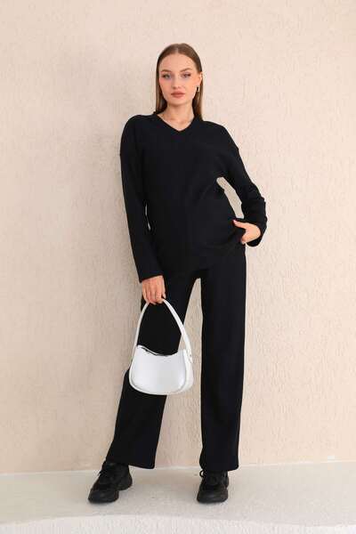 Miss Dünya Lissa Siyah V yaka Yumoş Kumaş Hamile Eşofman Takımı