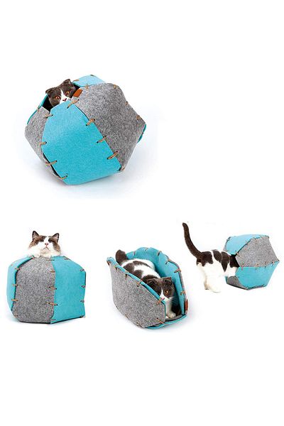 ByUtku Roll Cat Tunnel Functional Pet Cat Tunnel Bed Hideout