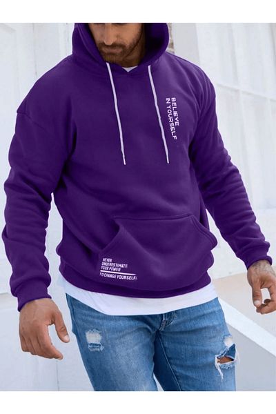 MAGORS Памучен суитшърт с качулка и дълъг ръкав с щампа Believe