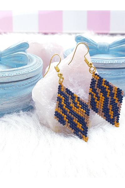 HAPPY HANDMADE TIGER PATTERNED BLUFFY EARRING GIFT