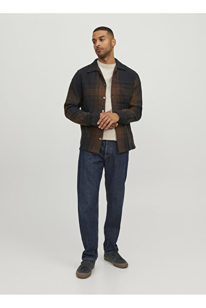 Jack & Jones Relaxed Kahve Çizgili Erkek Gömlek JPRBLATONY HEAVY CHECK OVERSH...