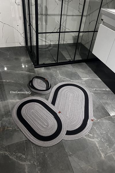 Türkmen Ev Tekstil Σετ μπάνιου από γιούτα Wicker, Σετ χαλάκι μπάνιου, Καλάθι μπάνιου, Χαλάκι πόρτας, σετ καλαθιού, διακόσμηση