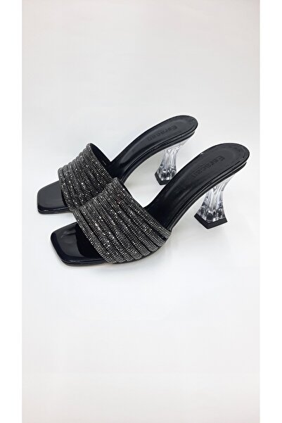 SMKSTORE βραδινές παντόφλες με διάφανο τακούνι