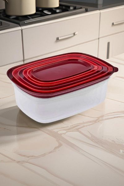 Melkan Home Set of 6 Red Storage Containers - Rectangular Containers