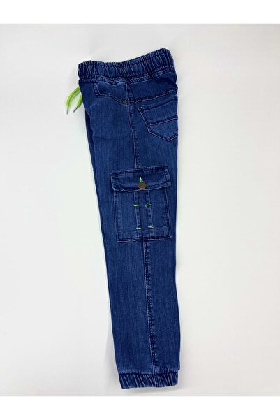 CANBİX Erkek Çocuk Cep Fosforlu Mavi Kot Pantolon (Bir beden büyük almanız tavsiye edilir.)