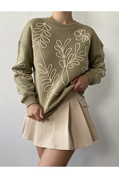 minaaise Κοντό φούτερ με πράσινο κέντημα 26071