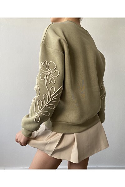 minaaise Κοντό φούτερ με πράσινο κέντημα 26071