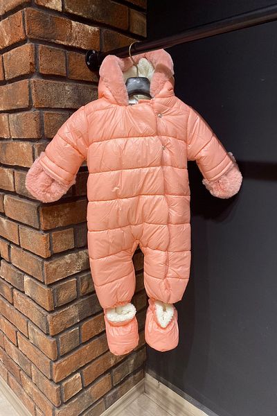 PODIUM GYM Special Series Hidden Gloves Hooded Stylish Winter Girls Cosmonaut Jumpsuit-pink