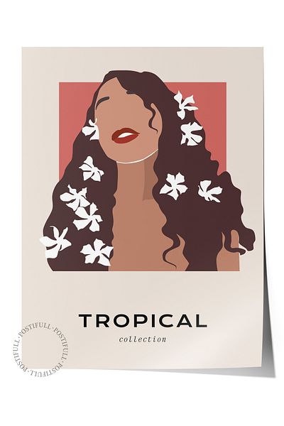 Postifull Αφίσα με θέμα το Tropical Aesthetic Duar - Διακόσμηση χωρίς πλαίσιο, σαλόνι, κουζίνα και υπνοδωμάτιο