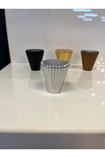 Taşkın Aksesuar Tırtıklı Metal Düğme Kulp Krom (2 ADET) Dolap Kapak Modern Çe...