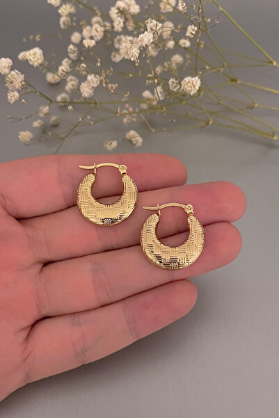 Jaida Moda أقراط دائرية من الفولاذ المقاوم للصدأ بتصميم مسطح ذهبي للسيدات