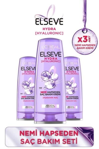ELSEVE Hydra Hyaluronik Saç Bakım Kremi 390 ml x 3 Adet