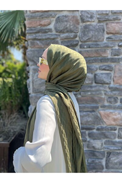 VALORSCARF Χακί μοτίβο Qoza Μεταξένιο σάλι ζακάρ