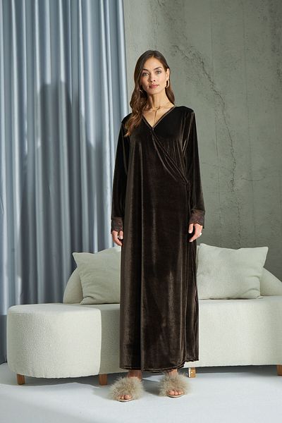 Sevim 15380 SLIT VELVET LONG DRESS