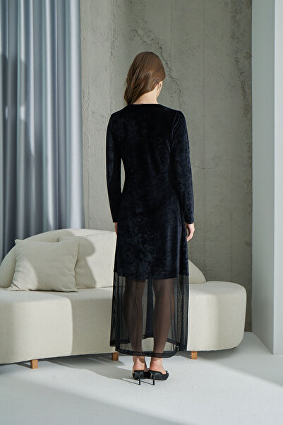 Sevim 15113 VELVET BUTTON LONG TUNIC