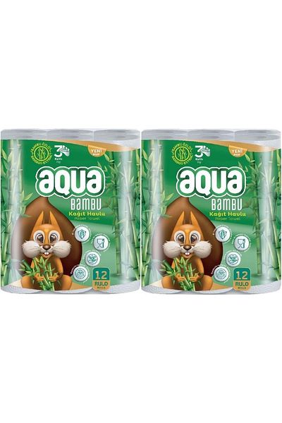 Aqua Paper Towel 3 Layer Set of 24 Bamboo (2PK*12)