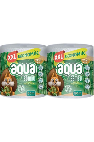 Aqua Paper Towel 3 Layer Jumbo Pack Xxl Bamboo (SET OF 2) 100 Meters (2PK*50MT)