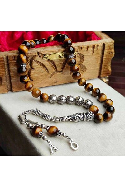 Kaplangözü KAPLAN GÖZÜ DOGAL TAŞ İSME ÖZEL İSİM YAZIYORUZ TESBIHE 925 AYAR FU...